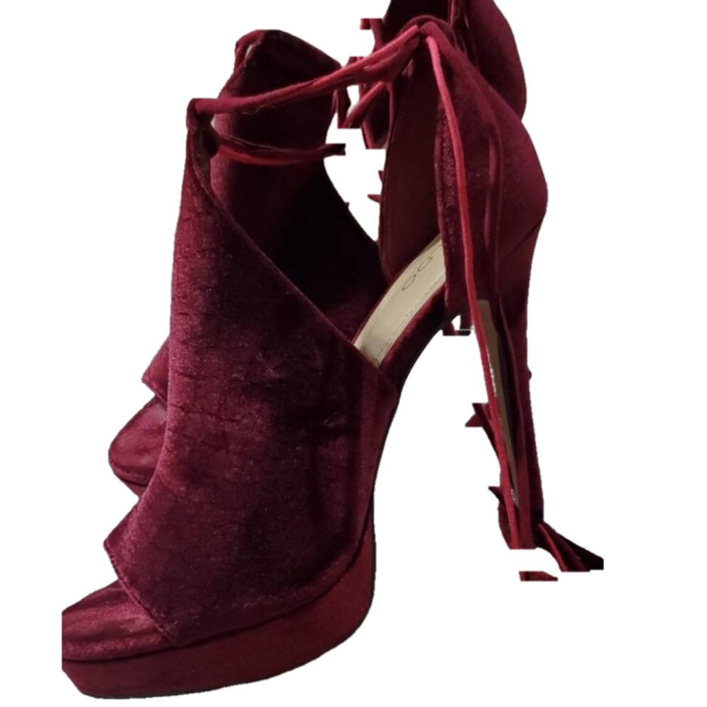 Aldo wine color suede tie up booties